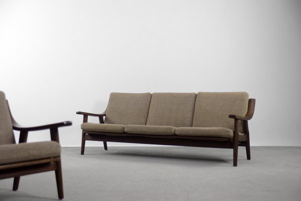 Mid-Century Scandinavian 3-Seat Sofa & Armchair by Hans J. Wegner for Getama, 1960s, Set of 2-ZAA-787258