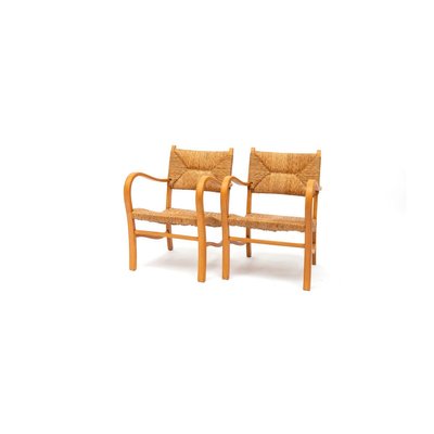 Mid-Century Scandinavian Beech Armchairs, Set of 2-QQA-778958