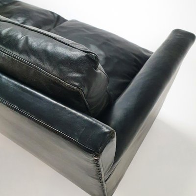 Mid-Century Scandinavian Black Leather 3-Seater Sofa, 1950s-RMX-988428