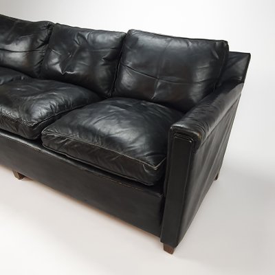 Mid-Century Scandinavian Black Leather 3-Seater Sofa, 1950s-RMX-988428