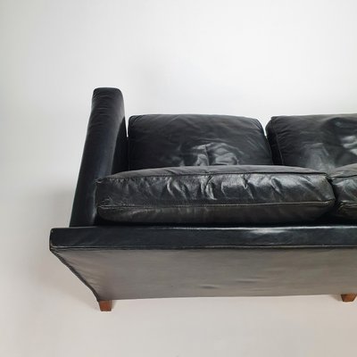 Mid-Century Scandinavian Black Leather 3-Seater Sofa, 1950s-RMX-988428