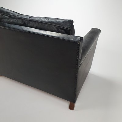 Mid-Century Scandinavian Black Leather 3-Seater Sofa, 1950s-RMX-988428