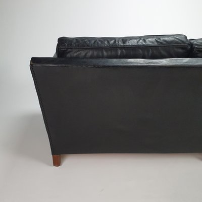 Mid-Century Scandinavian Black Leather 3-Seater Sofa, 1950s-RMX-988428