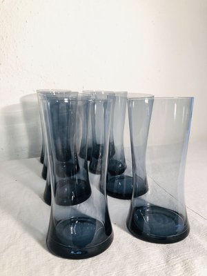 Mid-Century Scandinavian Blue Glass Juice Set, 1960s, Set of 9-RZY-715058