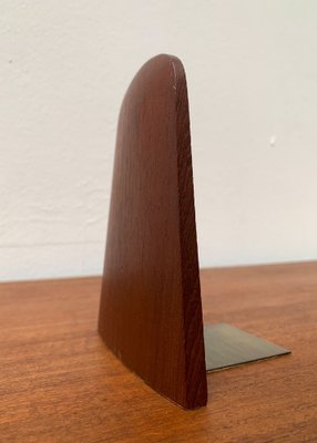 Mid-Century Scandinavian Bookend in Teak and Brass-UAH-1248998