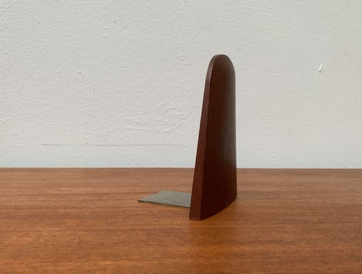 Mid-Century Scandinavian Bookend in Teak and Brass-UAH-1248998