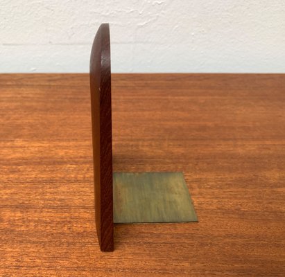 Mid-Century Scandinavian Bookend in Teak and Brass-UAH-1248998