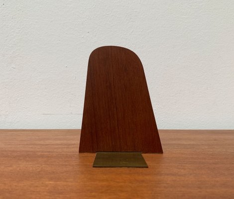 Mid-Century Scandinavian Bookend in Teak and Brass-UAH-1248998