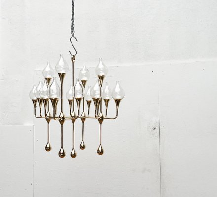 Mid-Century Scandinavian Brass and Glass Clear Drops Oil Lamp or Candleholder by Freddie Andersen, 1960s-UAH-1824276