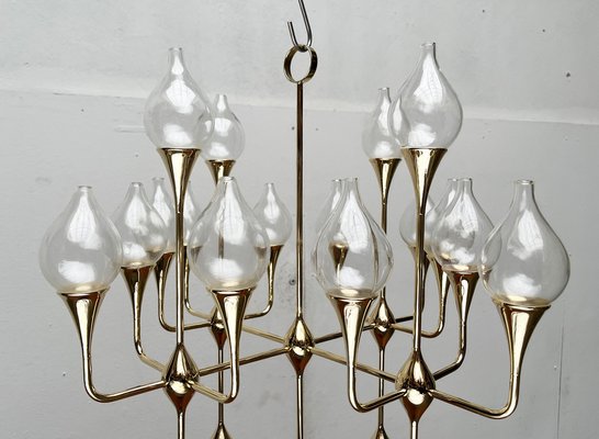 Mid-Century Scandinavian Brass and Glass Clear Drops Oil Lamp or Candleholder by Freddie Andersen, 1960s-UAH-1824276