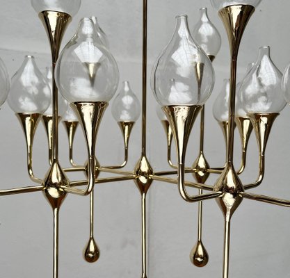 Mid-Century Scandinavian Brass and Glass Clear Drops Oil Lamp or Candleholder by Freddie Andersen, 1960s-UAH-1824276