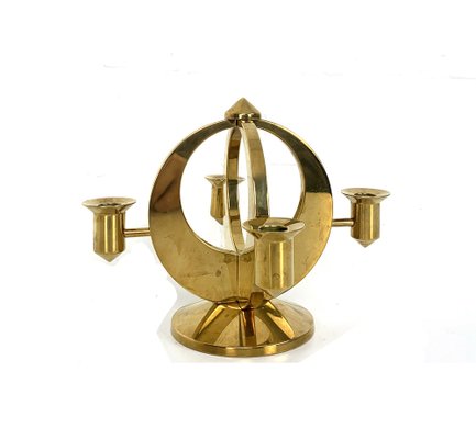 Mid-Century Scandinavian Candelabra in Brass by Arthur Pe, Kolbäck, Sweden-ZM-1749206