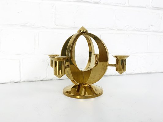 Mid-Century Scandinavian Candelabra in Brass by Arthur Pe, Kolbäck, Sweden-ZM-1749206