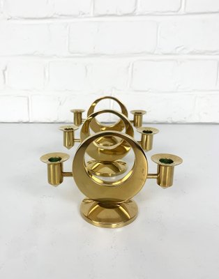 Mid-Century Scandinavian Candelabras in Brass by Arthur Pe, Kolbäck, Sweden, Set of 3-ZM-1749207