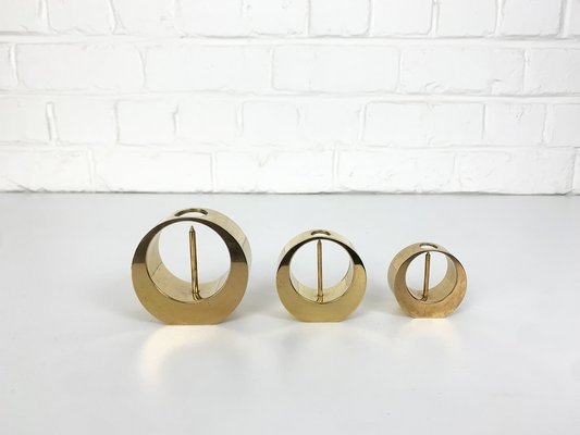 Mid-Century Scandinavian Candleholders in Brass by Arthur Pe, 1950s, Set of 3-ZM-1749213