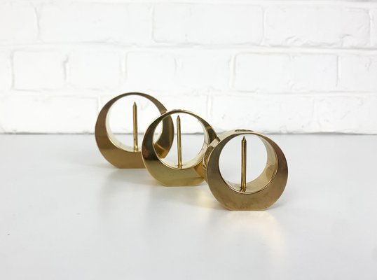 Mid-Century Scandinavian Candleholders in Brass by Arthur Pe, 1950s, Set of 3-ZM-1749213