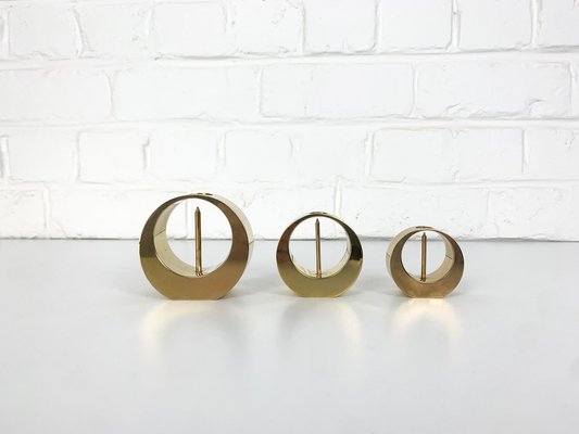 Mid-Century Scandinavian Candleholders in Brass by Arthur Pe, 1950s, Set of 3-ZM-1749213