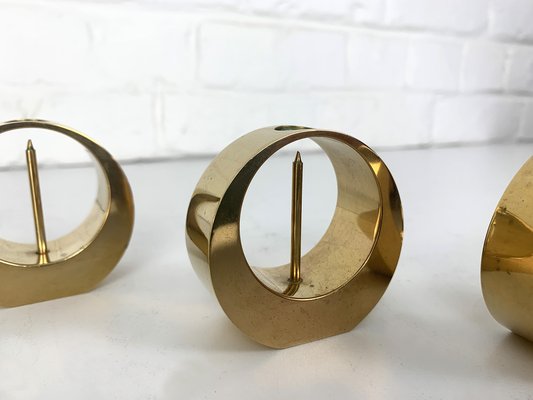 Mid-Century Scandinavian Candleholders in Brass by Arthur Pe, Kolbäck, Sweden, 1950s, Set of 3-ZM-1749209