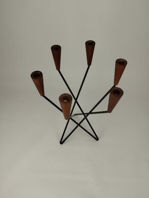 Mid-Century Scandinavian Candlelight in Teak and Metal, 1960s-SFQ-1805312