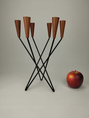 Mid-Century Scandinavian Candlelight in Teak and Metal, 1960s-SFQ-1805312