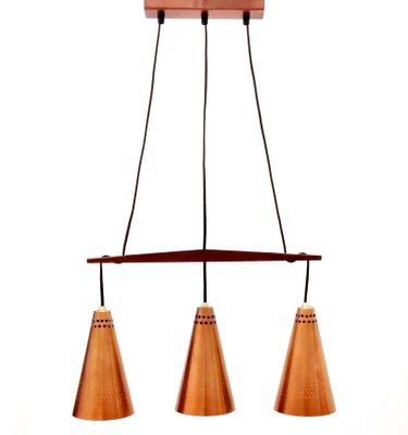 Mid-Century Scandinavian Copper & Teak Pendant by Hans-Agne Jakobsson for Hans-Agne Jakobsson Ab Markaryd, Sweden, 1950s-BMM-1752606