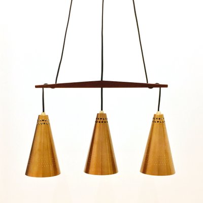 Mid-Century Scandinavian Copper & Teak Pendant by Hans-Agne Jakobsson for Hans-Agne Jakobsson Ab Markaryd, Sweden, 1950s-BMM-1752606