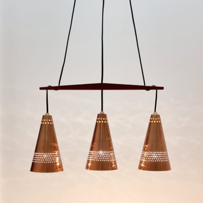 Mid-Century Scandinavian Copper & Teak Pendant by Hans-Agne Jakobsson for Hans-Agne Jakobsson Ab Markaryd, Sweden, 1950s-BMM-1752606