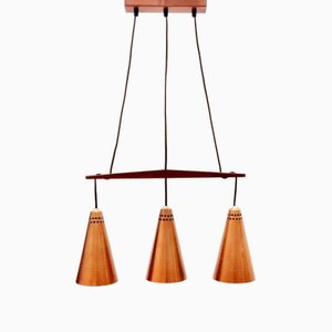 Mid-Century Scandinavian Copper & Teak Pendant by Hans-Agne Jakobsson for Hans-Agne Jakobsson Ab Markaryd, Sweden, 1950s-BMM-1752606