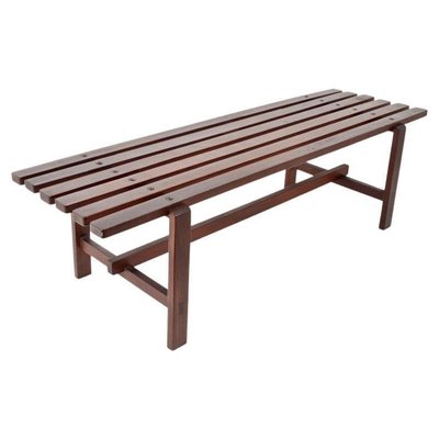 Mid-Century Scandinavian Dark Brown Teak Wood Bench, 1960s-JDR-1126343