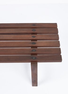 Mid-Century Scandinavian Dark Brown Teak Wood Bench, 1960s-JDR-1126343