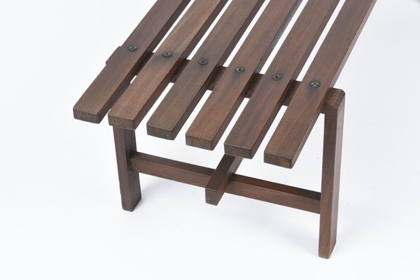 Mid-Century Scandinavian Dark Brown Teak Wood Bench, 1960s-JDR-1126343