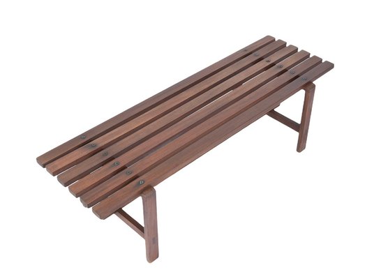 Mid-Century Scandinavian Dark Brown Teak Wood Bench, 1960s-JDR-1126343