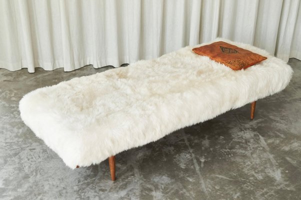 Mid-Century Scandinavian Daybed in Teak and Sheepskin, 1960s-FEW-2024241