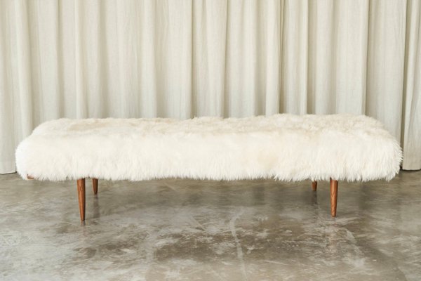 Mid-Century Scandinavian Daybed in Teak and Sheepskin, 1960s-FEW-2024241