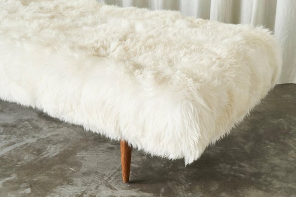 Mid-Century Scandinavian Daybed in Teak and Sheepskin, 1960s-FEW-2024241