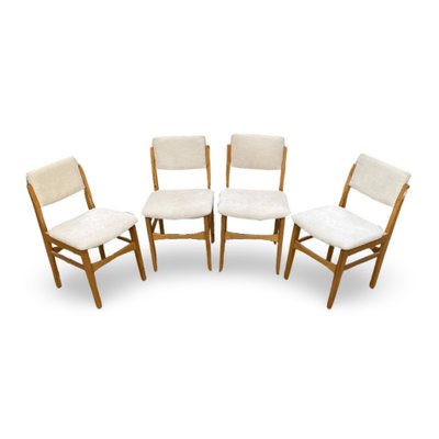 Mid Century Scandinavian Design Fully Restored In Off-White Fabric Dining Chairs, Set of 4-WUW-1818743