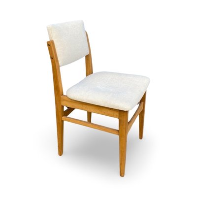 Mid Century Scandinavian Design Fully Restored In Off-White Fabric Dining Chairs, Set of 4-WUW-1818743