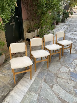 Mid Century Scandinavian Design Fully Restored In Off-White Fabric Dining Chairs, Set of 4-WUW-1818743