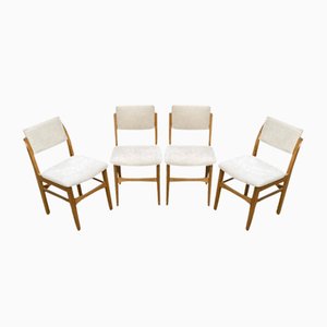 Mid Century Scandinavian Design Fully Restored In Off-White Fabric Dining Chairs, Set of 4-WUW-1818743