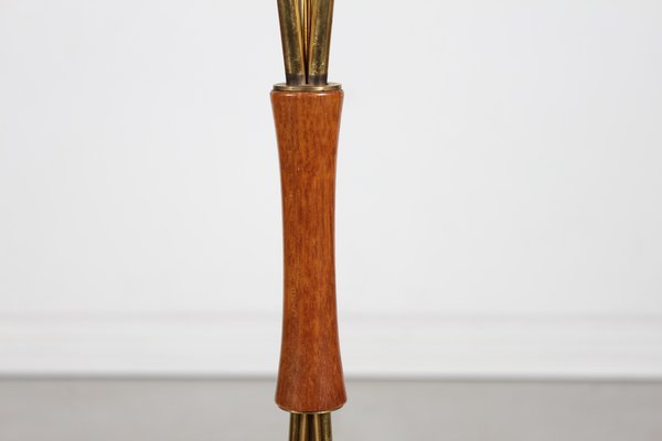 Mid-Century Scandinavian Floor Lamp in Brass and Teak by Josef Frank, 1960s-QQ-1796471