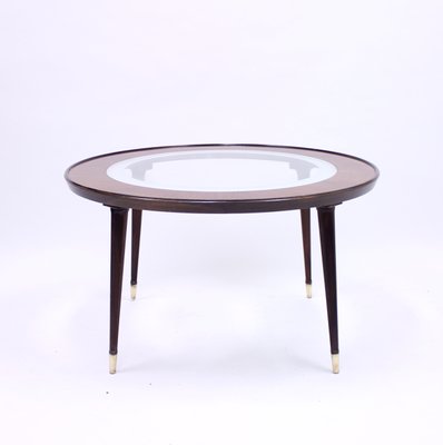 Mid-Century Scandinavian Glass and Rosewood Coffee Table-KQ-577473