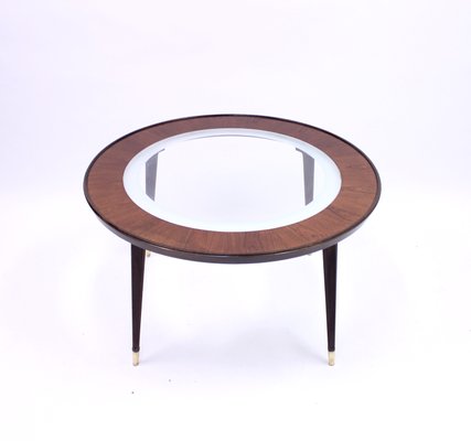 Mid-Century Scandinavian Glass and Rosewood Coffee Table-KQ-577473