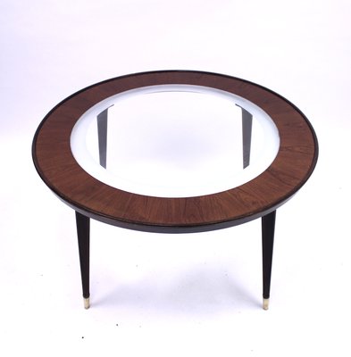 Mid-Century Scandinavian Glass and Rosewood Coffee Table-KQ-577473