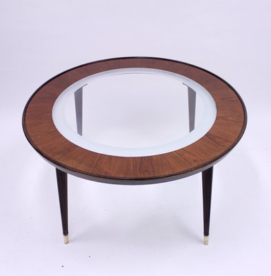 Mid-Century Scandinavian Glass and Rosewood Coffee Table-KQ-577473