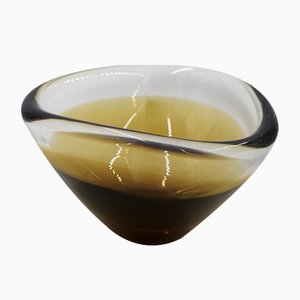 Mid-Century Scandinavian Gold & Brown Sommerso Glass Bowl, 1950s-ZAA-850946