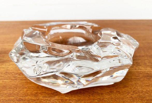 Mid-Century Scandinavian Heavy Ice Glass Table Lighter and Ashtray, 1960s, Set of 2-UAH-1319306