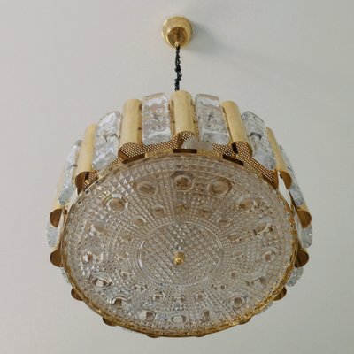 Mid-Century Scandinavian Hollywood Regency Brass and Glass Ceiling Light by Carl Fagerlund for Orrefors, 1960s-BMM-986953