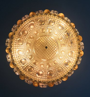 Mid-Century Scandinavian Hollywood Regency Brass and Glass Ceiling Light by Carl Fagerlund for Orrefors, 1960s-BMM-986953