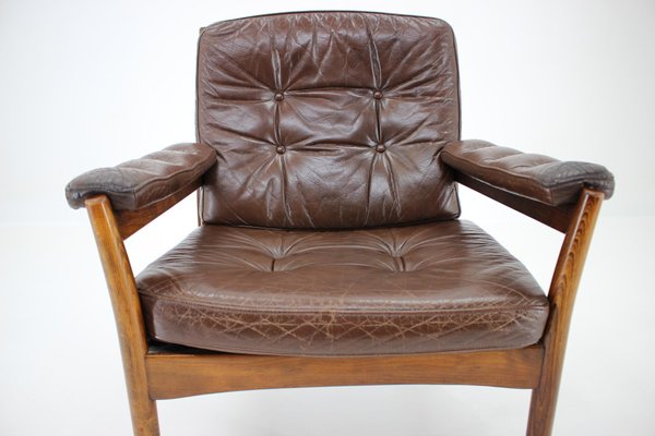 Mid-Century Scandinavian Leather Armchair from G-Möbler, Sweden, 1970s-TZ-785995