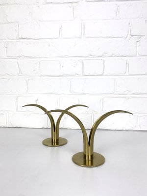 Mid-Century Scandinavian Lily Candleholders in Brass by Ivar Ålenius Björk for Ystad-Metall Sweden, Set of 2-ZM-1738775